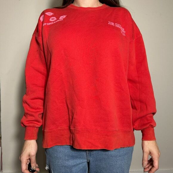 Wild Fable Keep Dreaming Red Oversized Crewneck Sweatshirt Size Small - Picture 2 of 4